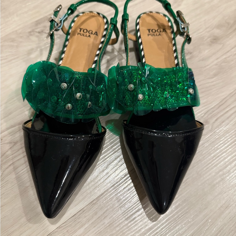 TOGA Pulla Black and Green Heels